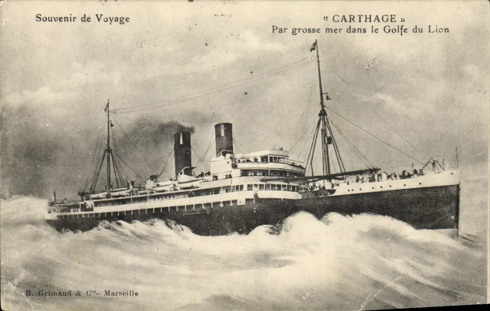 Der Dampfer « Carthage » — durch den Golfs von Lions in stürmischen Gewässern — H. Grimaud & Cie, Marseille - Vorderseite
