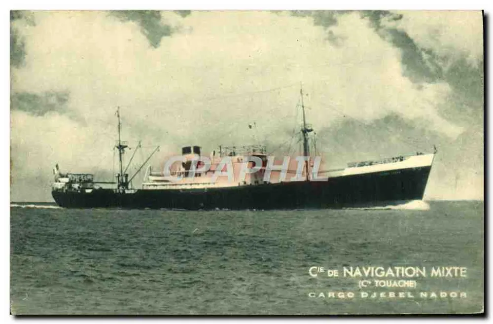 Frachter Djebel Nador — Gesellschaft für Mischnavigation (Gesellschaft Touache) — Braun & Cie, Mulhouse-Dornach - Vorderseite