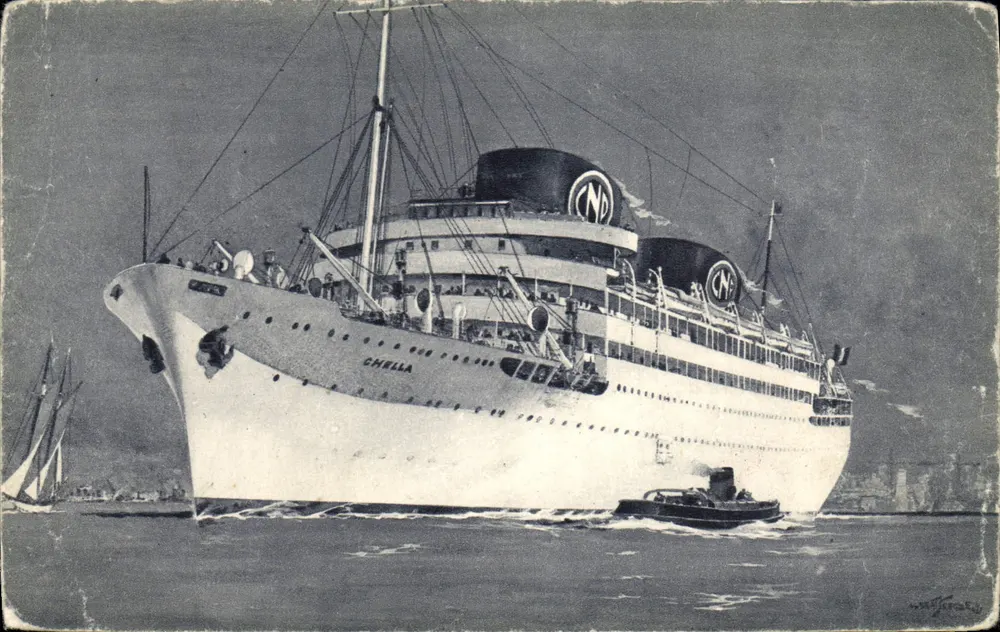 Il transatlantico Ghélla — Compagnia di Navigazione Paquet — Esposizione Internazionale di Parigi 1937 - Recto