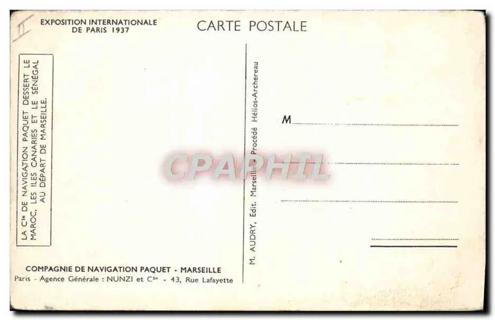 Il transatlantico Ghélla — Compagnia di Navigazione Paquet — Esposizione Internazionale di Parigi 1937 - Verso