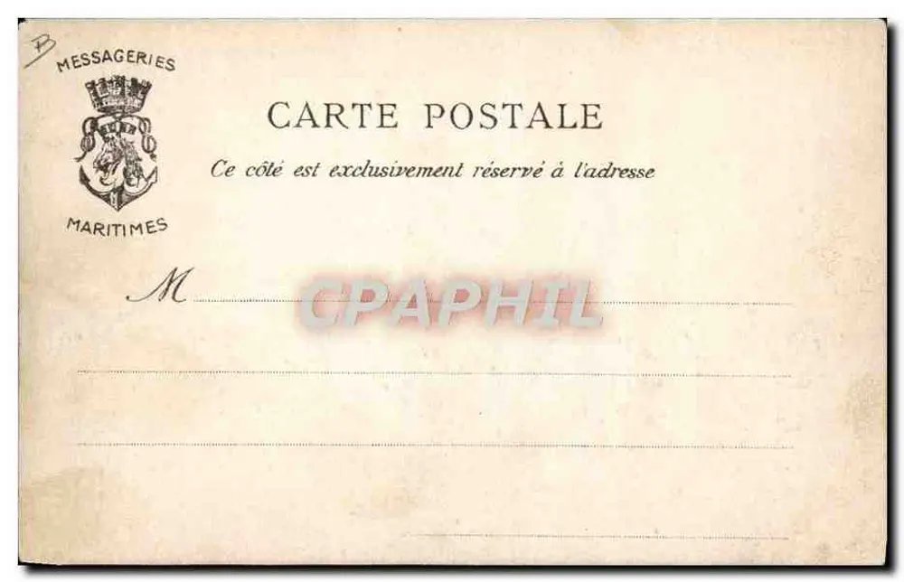 O "Cordouan" — navio a vapor e velas — Messageries Maritimes - Verso