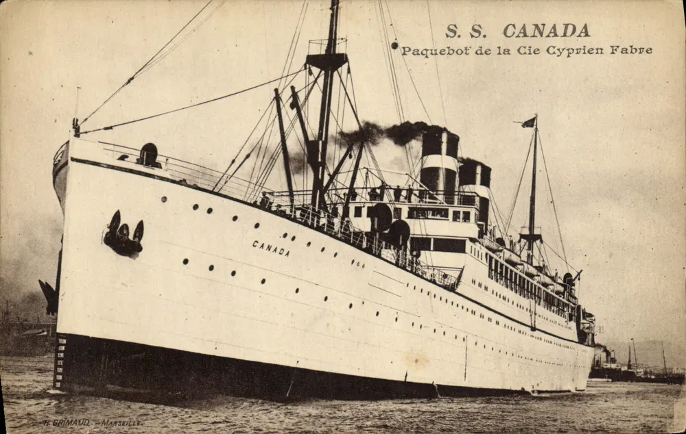 S.S. CANADA — Dampfer der Compagnie Cyprien Fabre — T. Grimaud - Marseille - Vorderseite