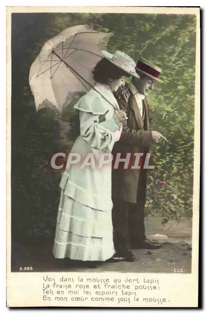 Casal sob guarda-chuva — poema romântico — editor CLC, n° 888 - Frente