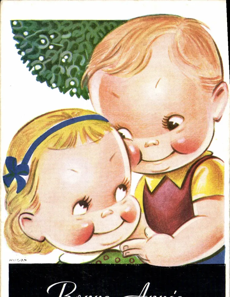 Zwei lachende Kinder — Hugon — Seriennummer nicht sichtbar - Vorderseite