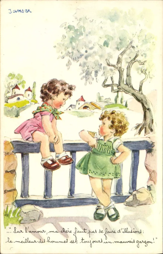 Zwei Kinder spielen auf einer Terrasse — Éditions Superluxe, n° II - Vorderseite