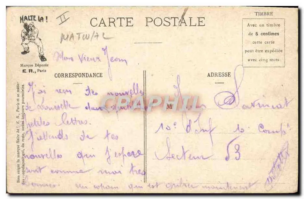 Militärszenen — Nachtballade — E.R., Paris, Modell angemeldet n° 14877 - Rückseite