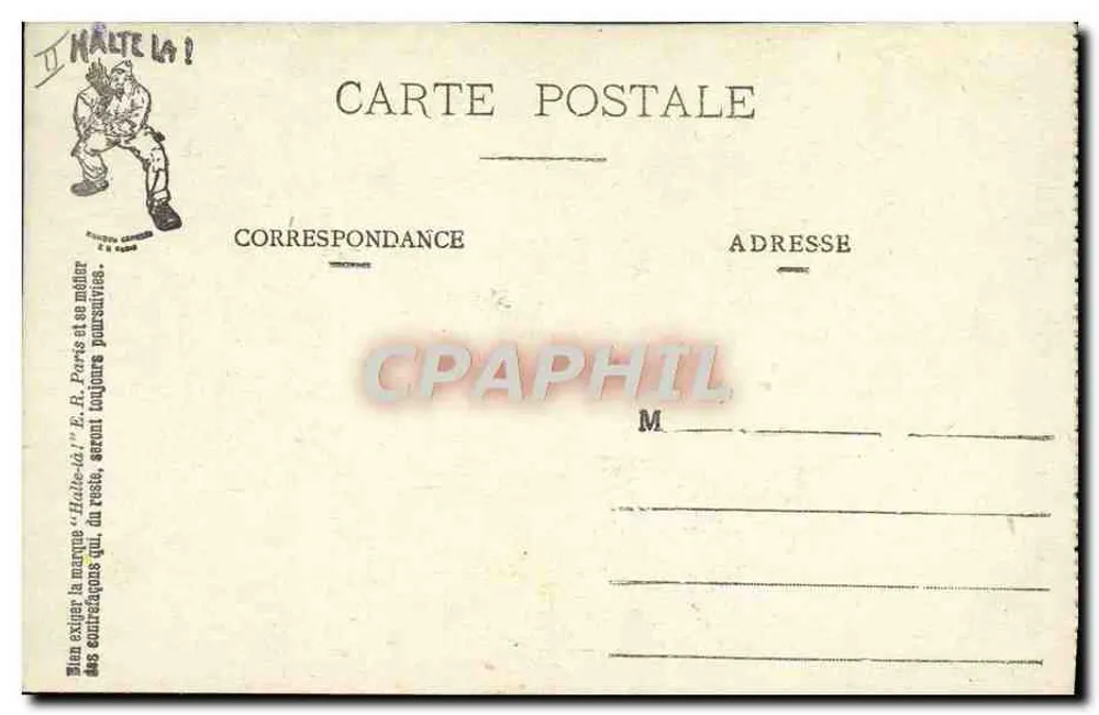 Militärszenen — HALTE-LÀ! E.R. (registriertes Design) - Rückseite
