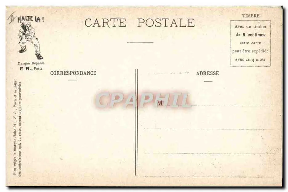 Militärszenen — Au Jus !! — E.R., Paris, registriertes Modell Nr. 14877 - Rückseite