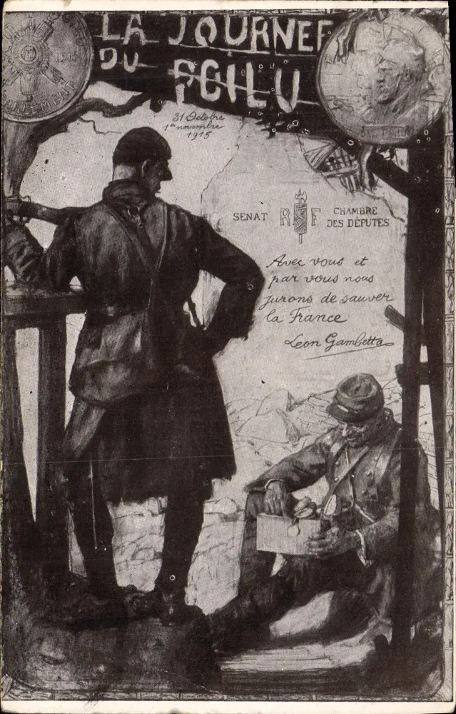 1915년 10월 31일 - 11월 1일, 일본, Imp. Édit. 71, 파리 — ' poilu의 날' - 앞면