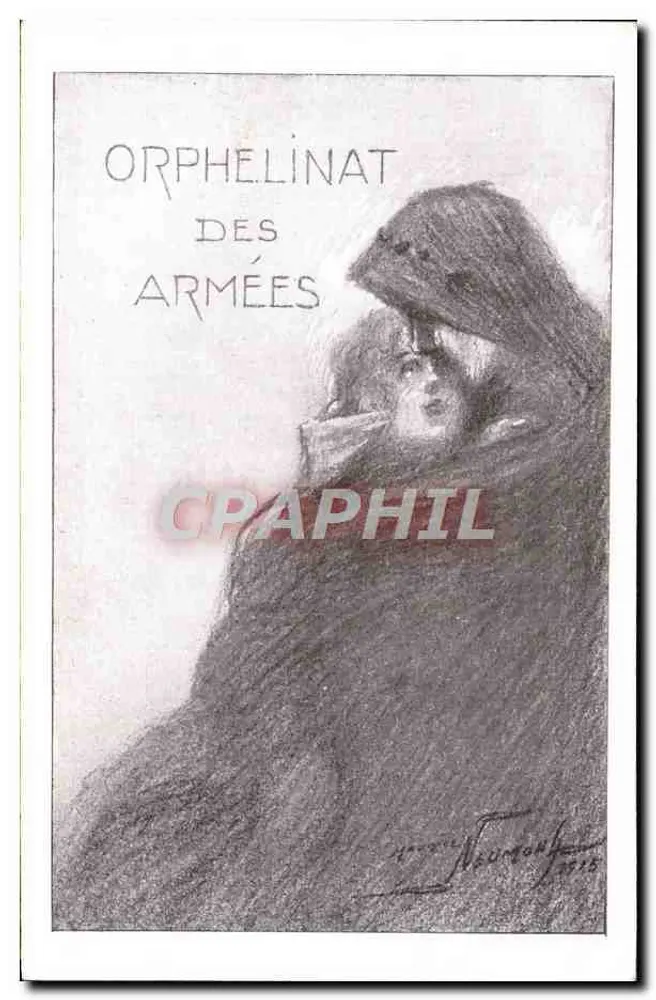 Waisenhaus der Armee — Motiv: Frau in Mantel mit Kind — Zeichnung von Jeanne Neuronon - Vorderseite