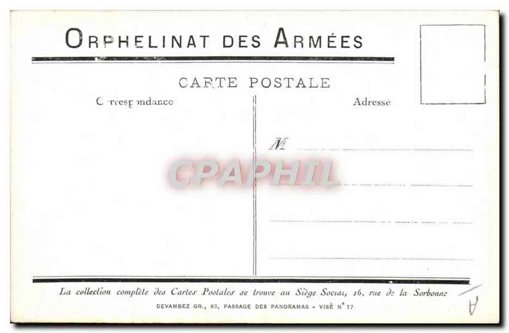 Waisenhaus der Armee — Motiv: Frau in Mantel mit Kind — Zeichnung von Jeanne Neuronon - Rückseite