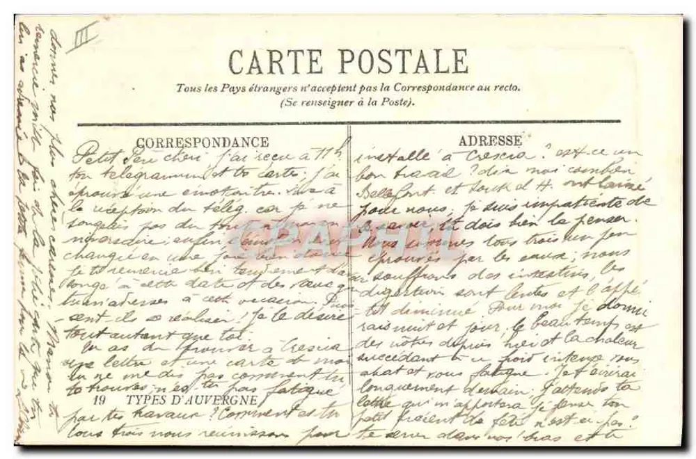 La Bourrée — Tradycyjna taniec — Châtel-Guyon, Le Figuier, 1909 - Rewers