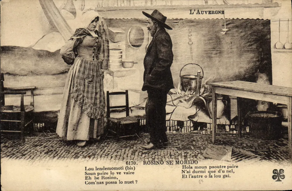 A Auvergne — cena de vida local com casal — editor M. L. n° 6170 - Frente