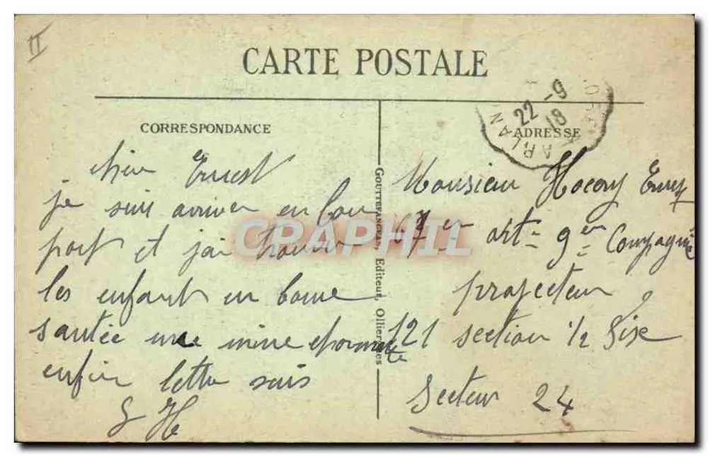 Casal em traje tradicional — L'Auvergne — G. d'O., n° 1014 - Verso