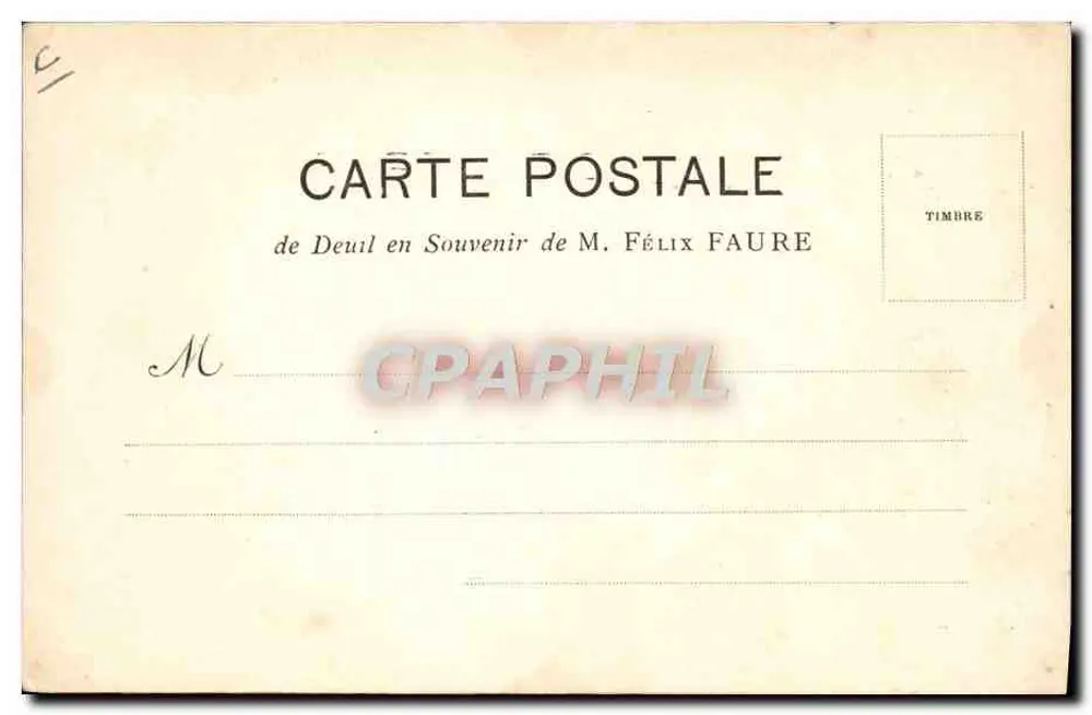Félix Faure — Ehemaliger Präsident der Französischen Republik — Verlag A. HEMBO (Internationale Ausstellung von Illustrierten Karten, Nizza) - Rückseite