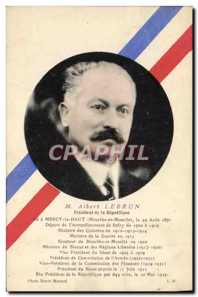 Herr Albert Lebrun — Präsident der Republik — L. Boisson, Verleger, Paris - Vorderseite