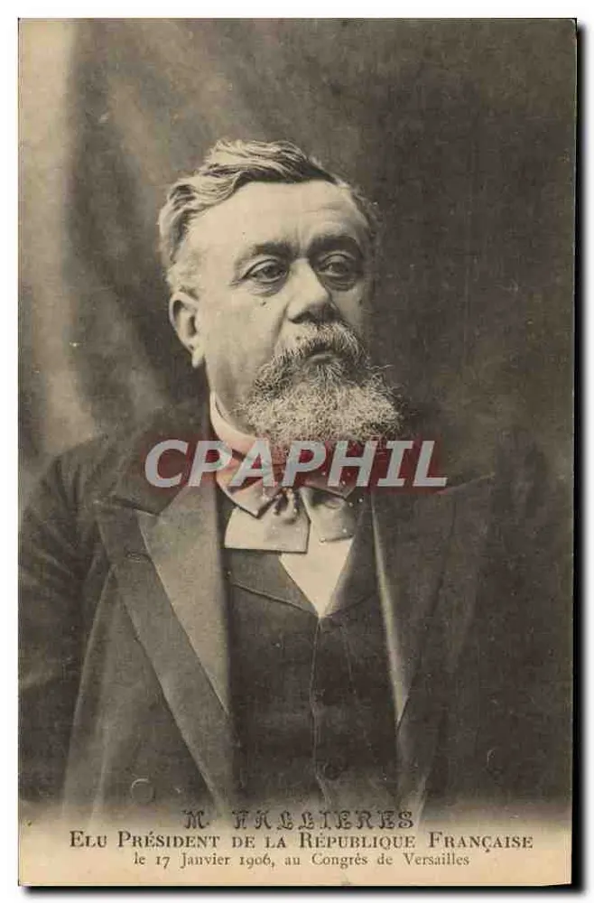 M. Fallières — Eleito Presidente da República Francesa em 17 de janeiro de 1906, no Congresso de Versalhes - Frente