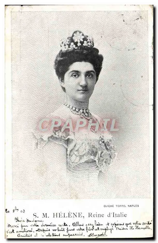S.M. HÉLÈNE, Rainha da Itália — cliché Toppo, Nápoles — n° 8403 - Frente