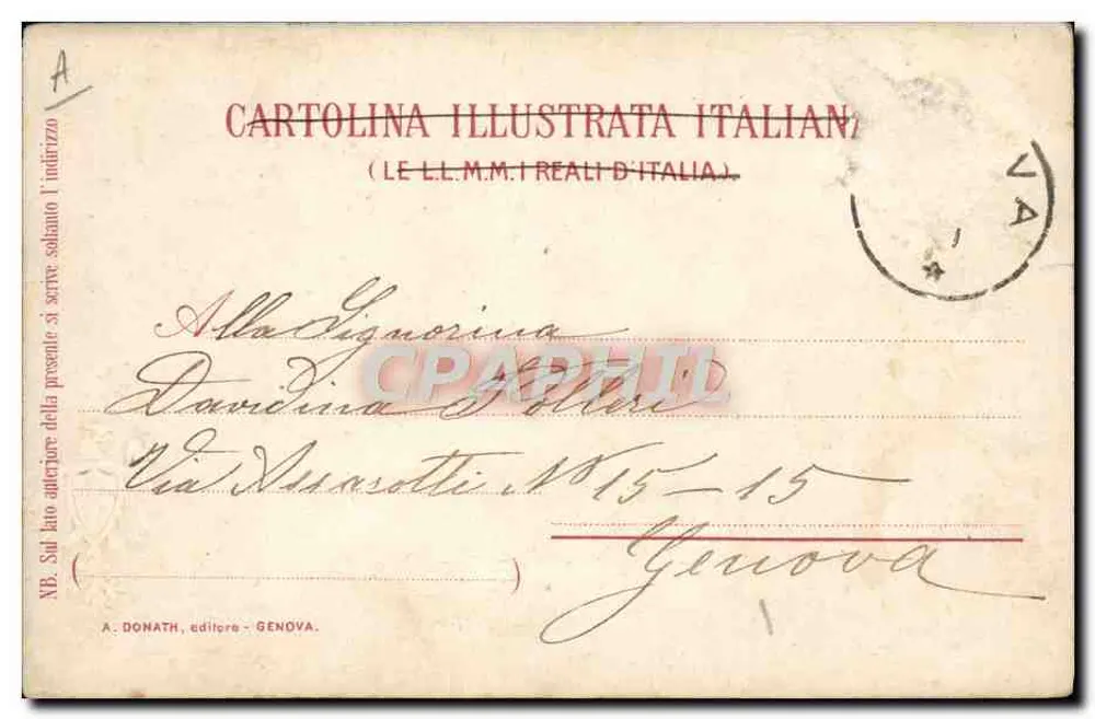 Recepção na Corte — A. DONATH Gênova — Stab. Armanino - Verso