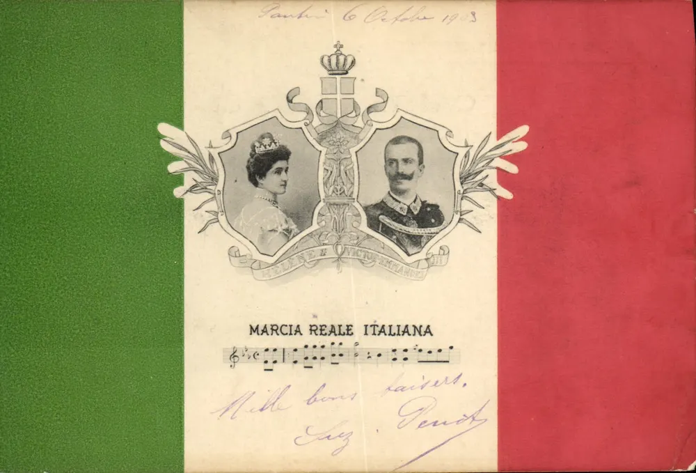 Portrait du roi et de la reine d'Italie — MARCIA REALE ITALIANA — éditeur inconnu - Recto