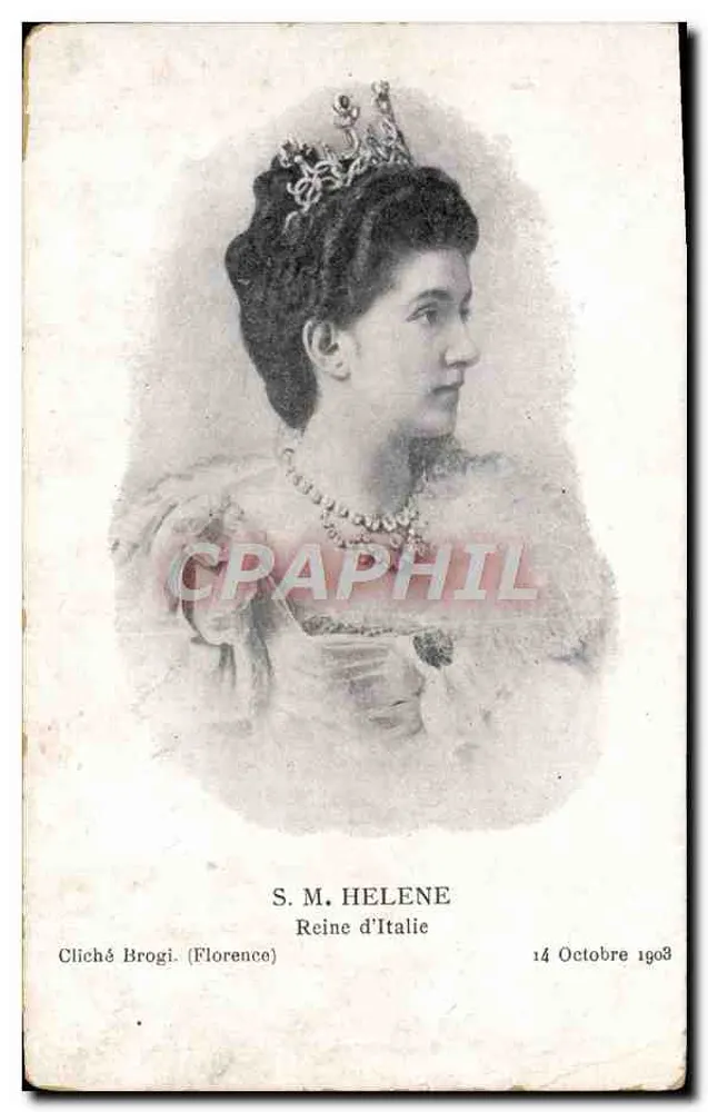 S.M. Helênia, Rainha da Itália — retrato em busto — Cliché Brogi (Florença) n°14 Outubro 1903 - Frente
