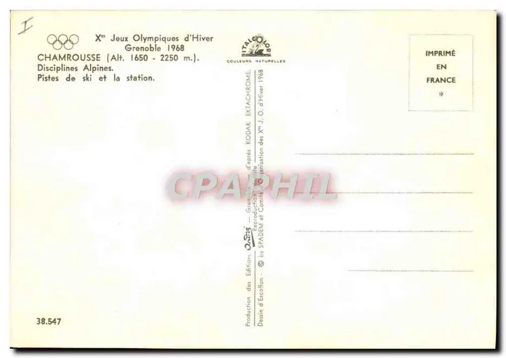 चमरूस — दसवां शीतकालीन ओलंपिक ग्रेनोबल 1968 — एडिशन डी एकॉईफॉन - पीछे