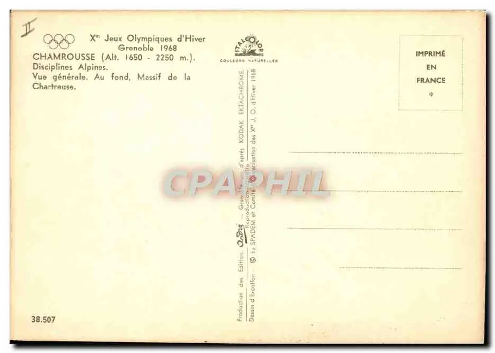 Chamrousse — Vista geral dos Xe Jogos Olímpicos de Inverno Grenoble 1968 — Editions d'Ecotfon - Verso