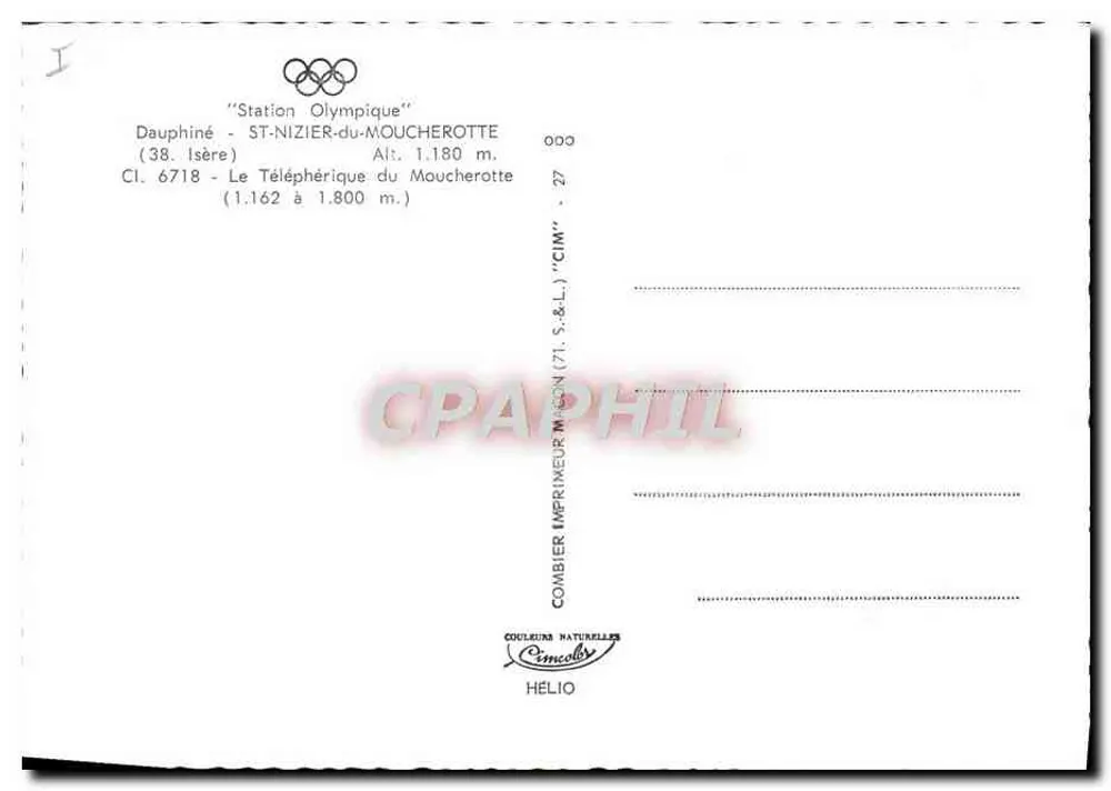 Olympische Station — Dauphiné — Seilbahn Moucherotte — Verlag CIM - Rückseite