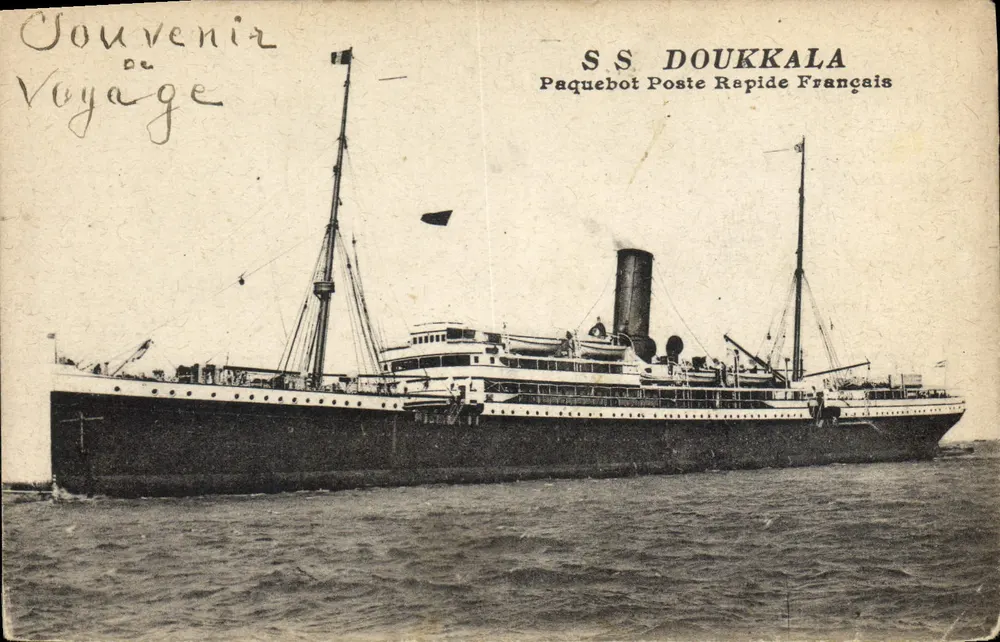 S.S. DOUKKALA — Navio Postal Francês Rápido — editor desconhecido - Frente