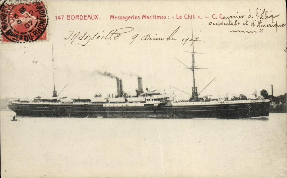Chile — Messageries Maritimes — C. Courier der Westafrika und Amerika - Vorderseite