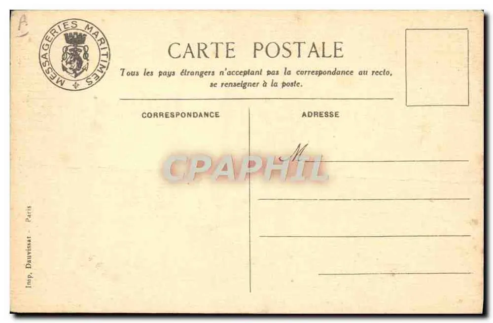 Das Dampfschiff "Champollion" — Messageries Maritimes — Herausgeber DRUCK AUF DER KARTE - Rückseite