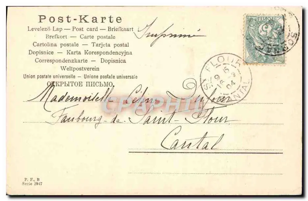 Kind und Storch — Studio-Szene — Verleger P.P.B. Serie 2947 - Rückseite