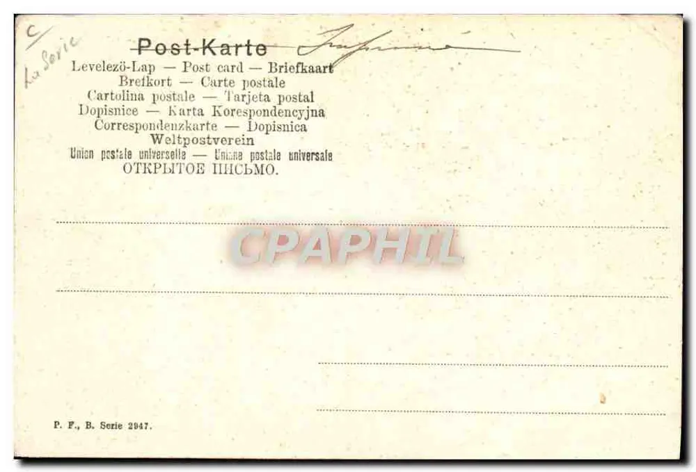 Kind und Kranich — Studio-Szene — P. F., B. Serie 2847 - Rückseite