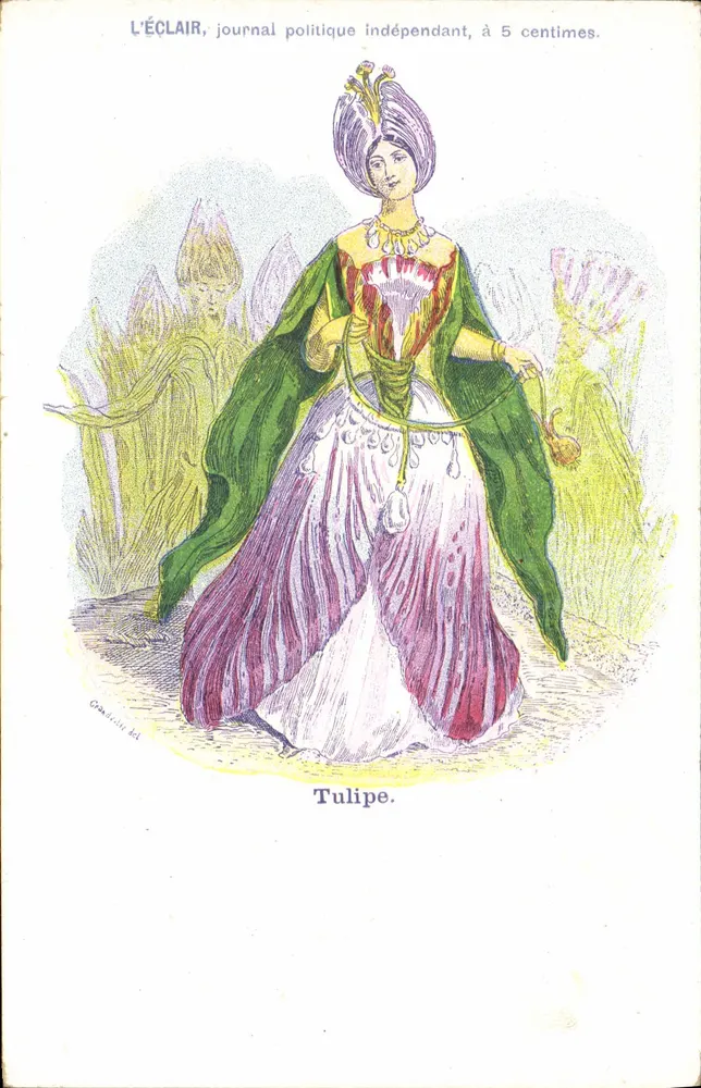 Tulipa — personagem feminino em traje exótico — L'ÉCLAIR, jornal político independente, a 5 centavos - Frente