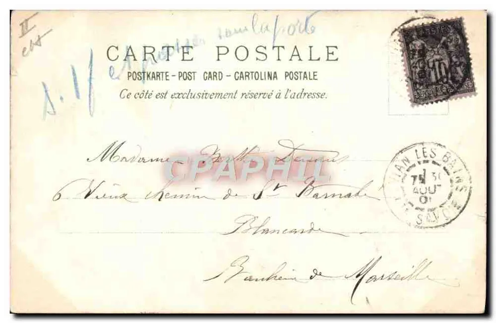 Fée au bord d'un lac — avec grenouille — éditeur H. B. Denaux - Verso