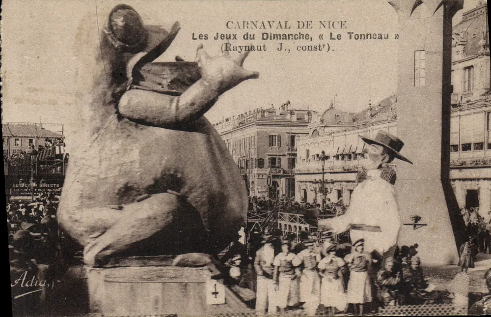 Karneval von Nice — Die Sonntagsspiele, « Le Tonneau » (Raynaut J., constr.) — Adia, Nice - Vorderseite