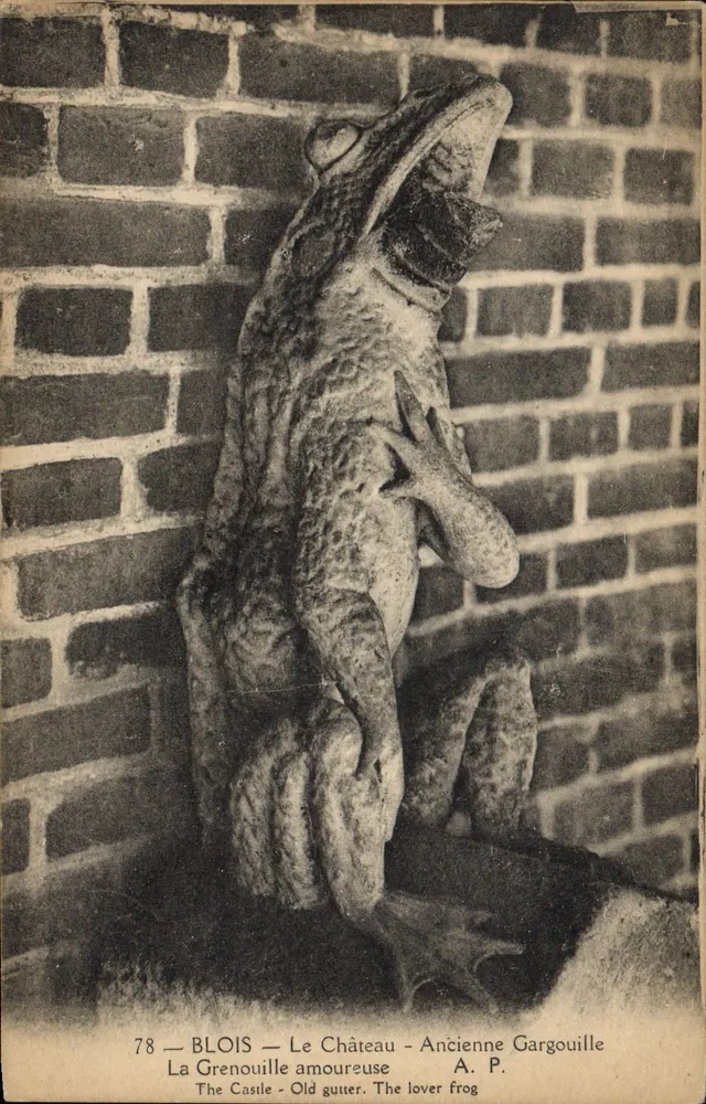 Blois — Das Schloss — Alte Gargoyle (Die Liebende Fröschin) — A. P. - Vorderseite