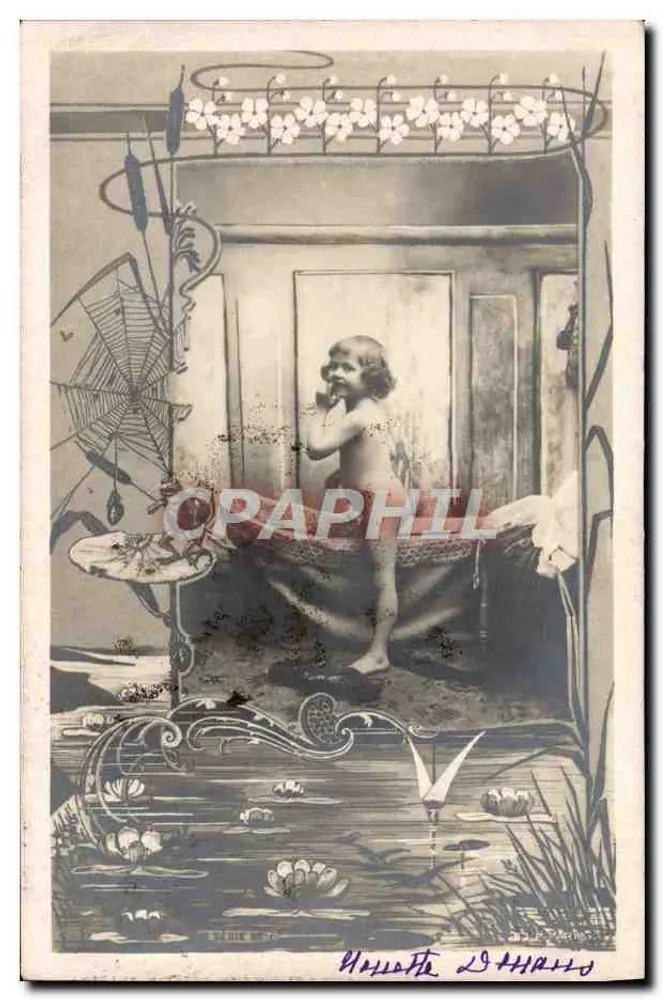 Banho da Criança — cena de banho em um cenário de pântano — editor: J. P. Dreyfus, n° 76 - Frente