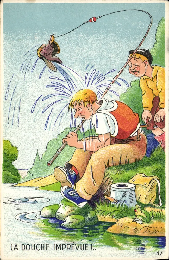 A ducha inesperada!.. — cena de pesca humorística — série 47 - Frente