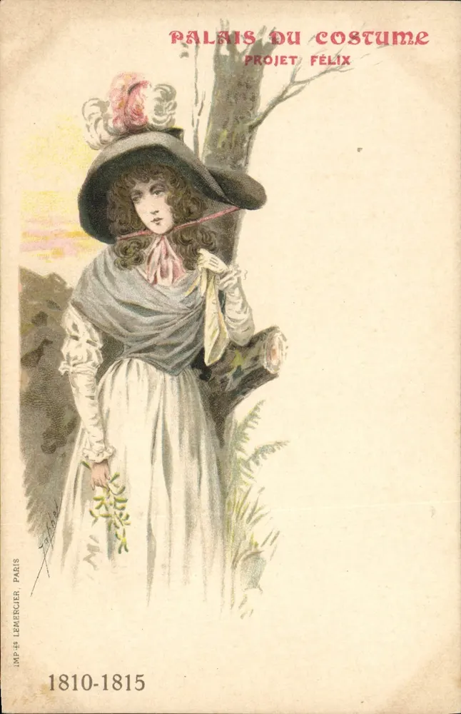 Frau im historischen Kleid — Palais du Costume, Projet Félix — Imp. Lemerçier, Paris - Vorderseite