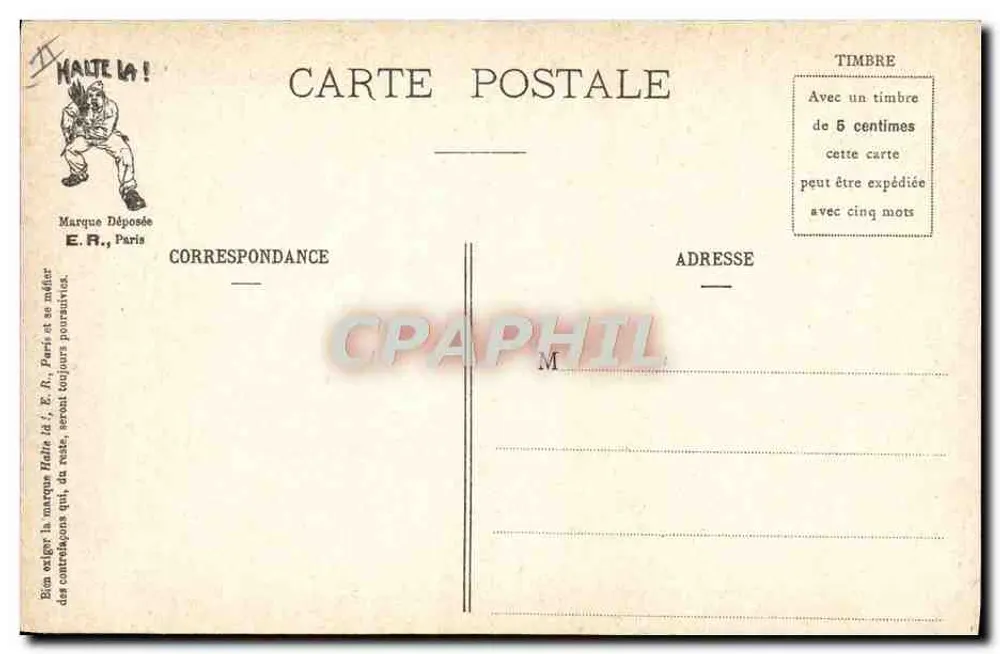 Cenas Militares — E.R., Paris — Modelo depositado N° 15351 - Verso
