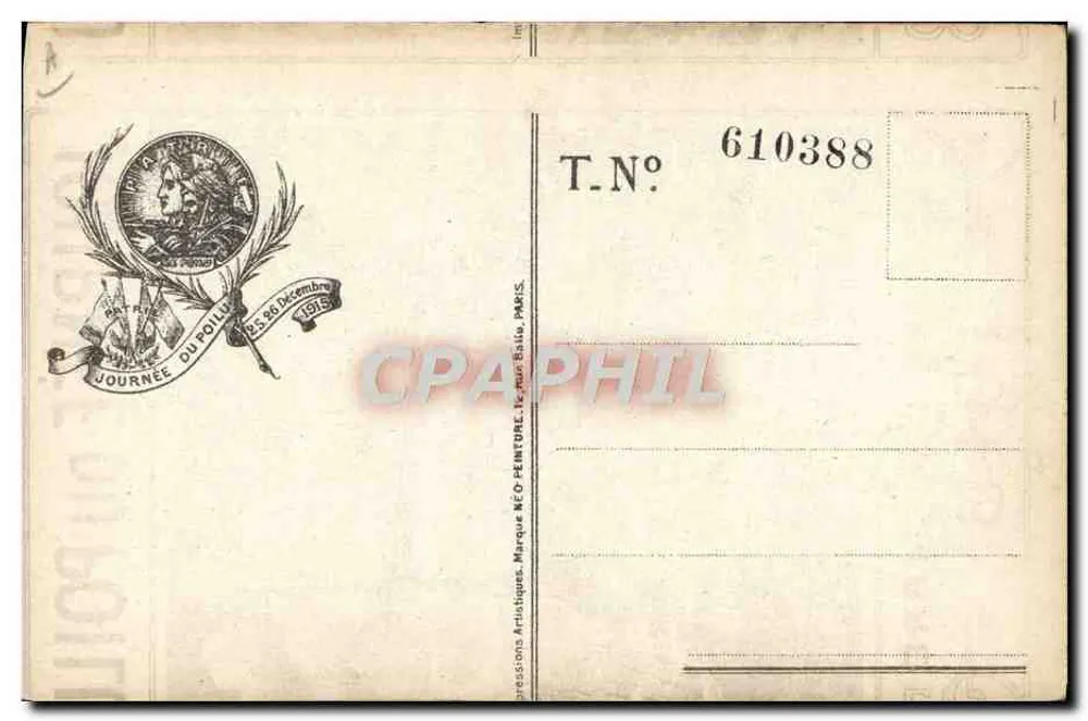 Tag des Poilu — 25. und 26. Dezember 1915 — Editions Neo-Penture, Paris - Rückseite