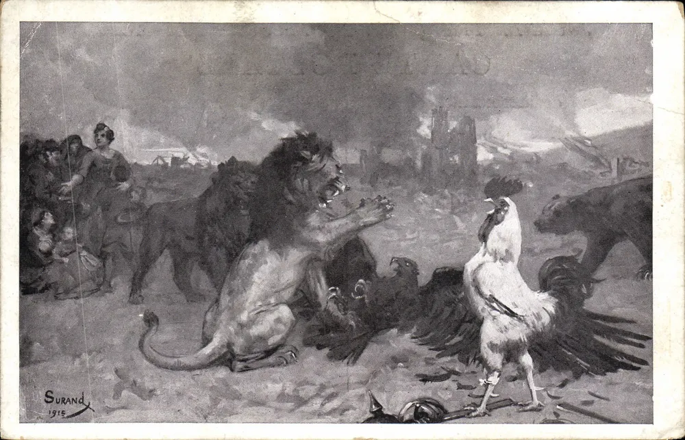 Der Hahn und der Löwe — Szene des Mut — Surand 1915 - Vorderseite
