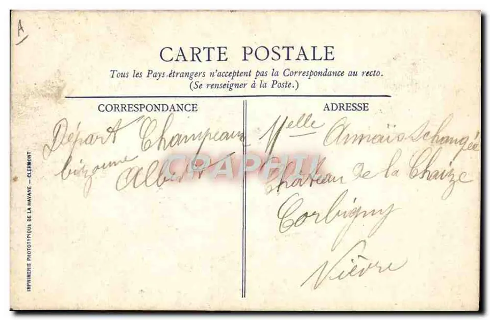 EM AUVERGNE — A Bourrée — Impressora Fototipográfica de La Havane - Verso