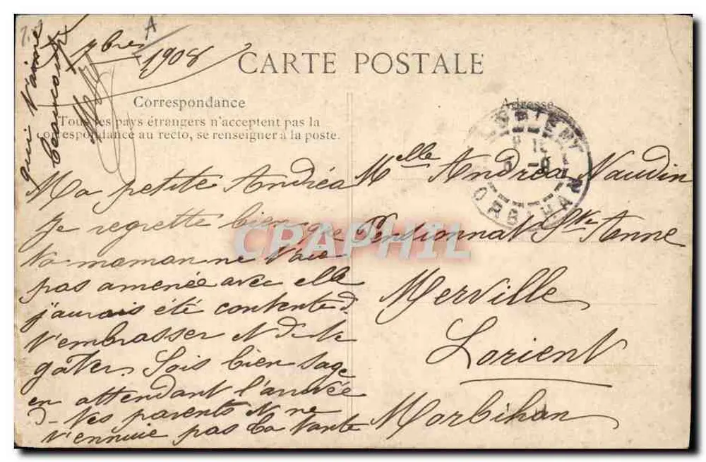 A Auvergne pitoresca — Cena de dança e música — Editor V.D.C. n° 3196 - Verso