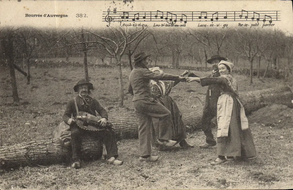 Bourrée da Auvergne — Dança e músico — Editor: Wilhelm, n° 382 - Frente
