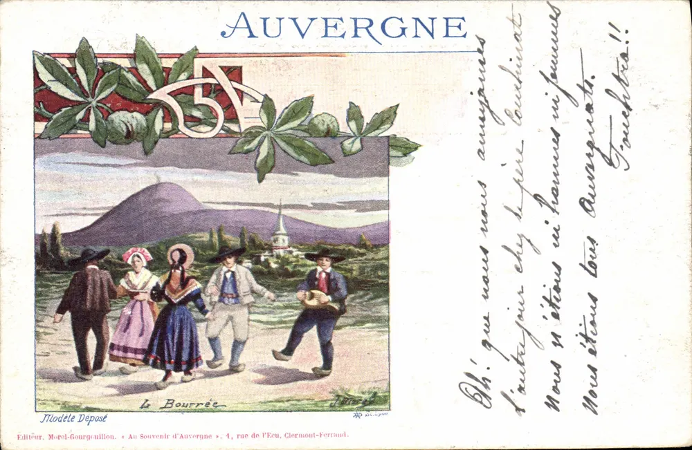 Auvergne — La Bourrée — Editor Moréol-Gourguillon, 4, rue de l'Écu, Clermont-Ferrand - Frente