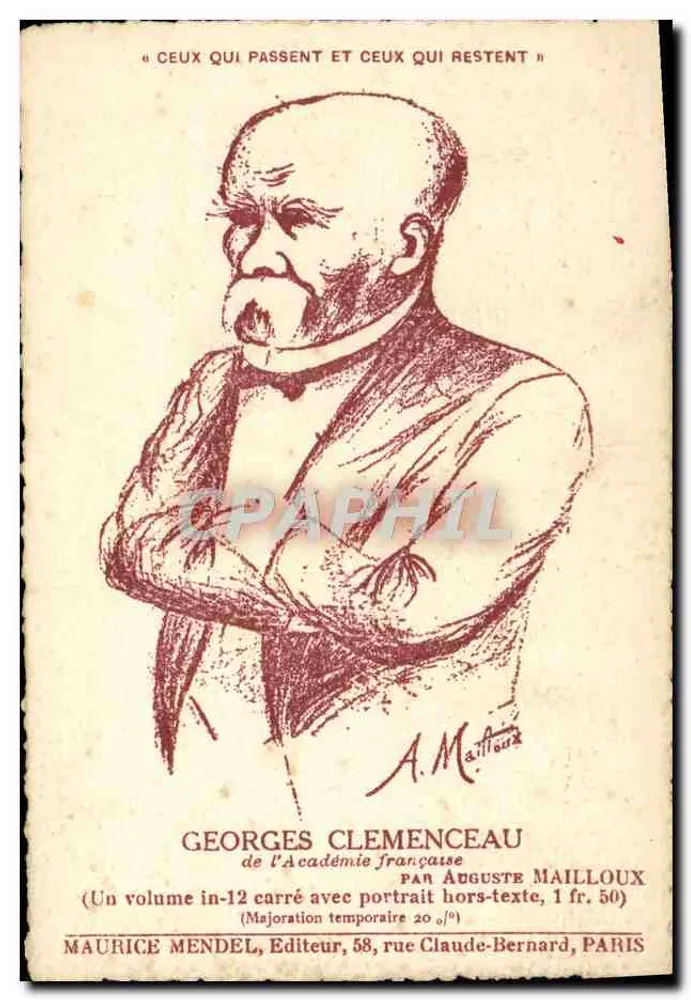 Georges Clemenceau — Portrait — von Auguste Mailloux, Verlag Maurice Mendel, Paris - Vorderseite