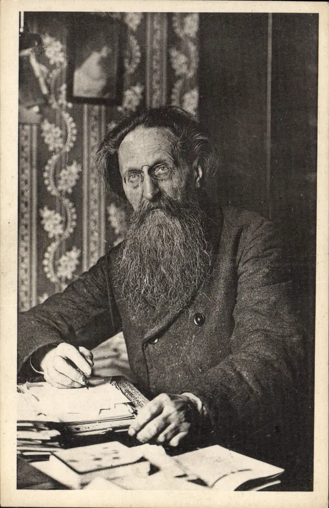 Jules Guesde — retrato escrevendo — Edição da Humanité e do Partido Socialista - Frente