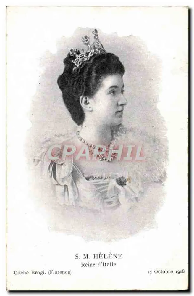 Seine Majestät Königin Hélène von Italien — Cliché Brogi (Florenz) — 14. Oktober 1903 - Vorderseite
